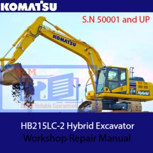 Komatsu HB215LC-2 Hybrid Excavator Workshop Repair Manual, displaying the excavator with diagrams and repair instructions