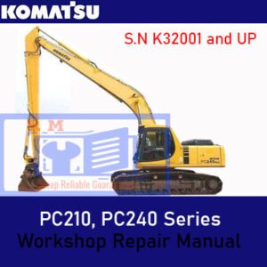 Komatsu PC210 and PC240 excavator workshop repair manual, showcasing detailed diagrams and repair instructions