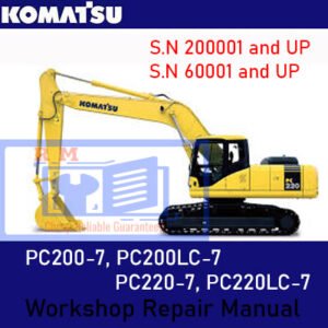 Comprehensive repair manual for Komatsu PC200-7, PC200LC-7, PC220-7, and PC220LC-7 models