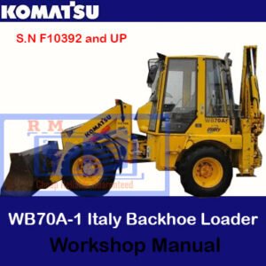 Komatsu WB70A-1 Backhoe Loader workshop manual cover featuring the model and technical illustrations