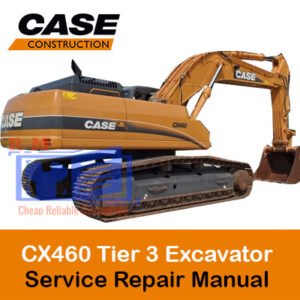 Case CX460 Excavator Service Repair Manual, showcasing the title and technical diagrams for maintenance guidance