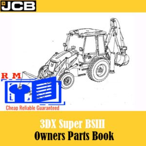JCB 3DX Super BSIII Owners Parts Book, showcasing the title with a visual representation of the machinery