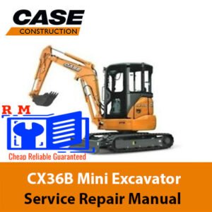 Case CX36B Mini Excavator service manual cover with technical illustrations and model identification