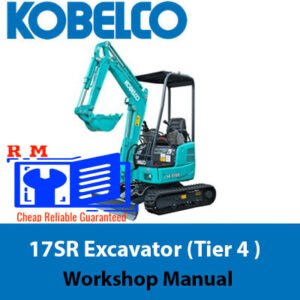 Workshop manual for Kobelco 17SR Excavator, featuring the model name and detailed diagrams for repair and maintenance