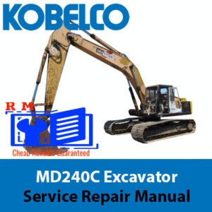 Kobelco MD240C Excavator Service Repair Manual cover featuring the model and technical illustrations for maintenance guidance