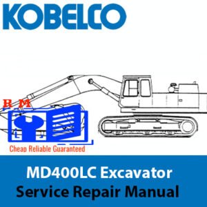 Kobelco MD400LC Excavator Service Repair Manual cover featuring the model name and technical illustrations