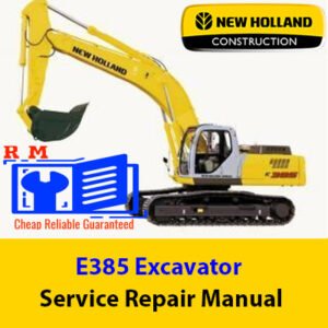 Service repair manual for NEW HOLLAND E385 Excavator, featuring illustrations and instructions for effective maintenance