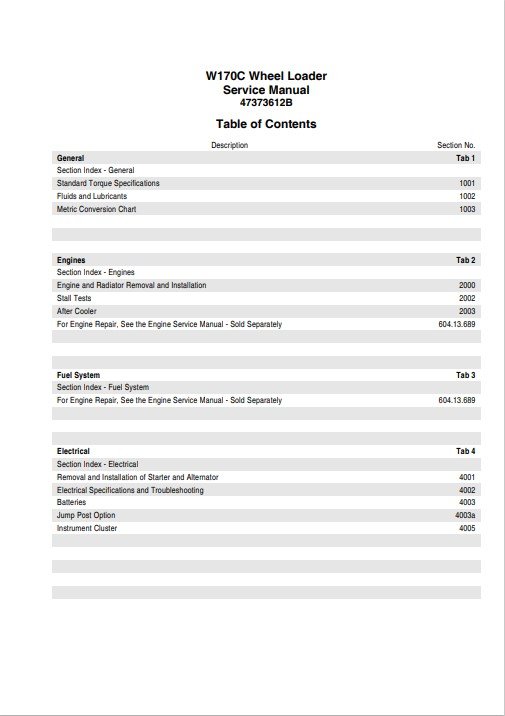 NEW HOLLAND W170C Wheel Loader Service Repair Manual - Image 2