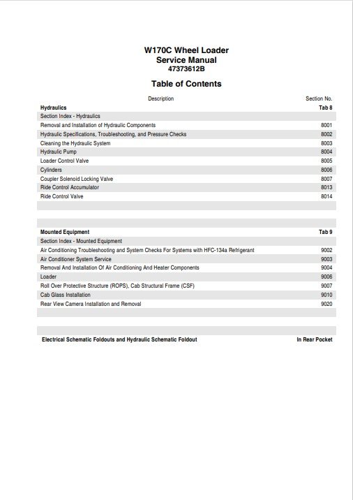 NEW HOLLAND W170C Wheel Loader Service Repair Manual - Image 4