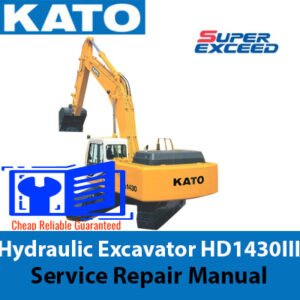 Service repair manual for KATO Hydraulic Excavator HD1430III, showcasing detailed diagrams and maintenance instructions