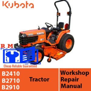 Kubota B2410, B2710, and B2910 tractors workshop manual cover, showcasing essential maintenance and troubleshooting information