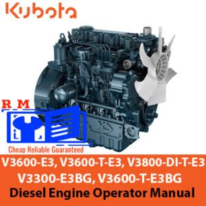 Workshop manual cover for Kubota V3600 and V3800 diesel engines, detailing maintenance and repair procedures
