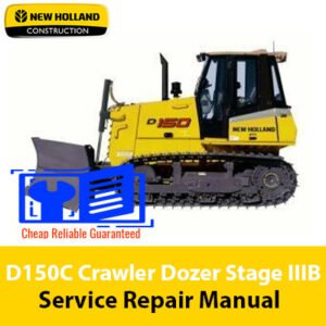 New Holland D150C dozer service repair manual, showcasing the title and detailed diagrams for maintenance guidance