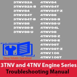 Yanmar 3TNV and 4TNV Engine Series Troubleshooting Manual cover, featuring engine diagrams and troubleshooting tips