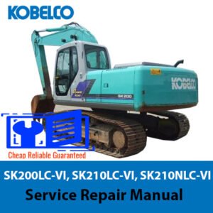 Repair manual covering Kobelco SK200LC-VI, SK210LC-VI, and SK210NLC-VI models for maintenance and troubleshooting