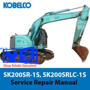 Detailed workshop repair manual for Kobelco SK200SR-1S and SK200SRLC-1S, showcasing diagrams and maintenance instructions