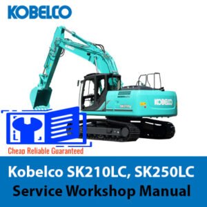 Kobelco SK210LC and SK250LC service workshop manual cover, featuring detailed maintenance and repair information