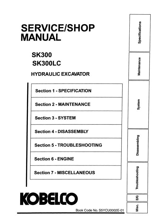 Kobelco SK300, Kobelco SK300LC Service Workshop Manual - Image 3