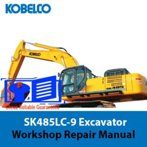 Kobelco SK485LC-9 Excavator Workshop Repair Manual cover featuring the model and technical illustrations