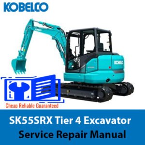 Kobelco SK55SRX Excavator service repair manual cover featuring the model name and technical illustrations