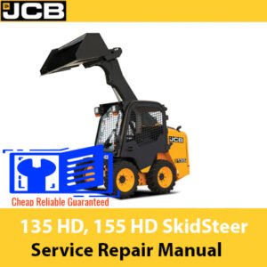 Service repair manual cover for JCB 135 HD and JCB 155 HD SkidSteer Loaders, featuring technical illustrations and details