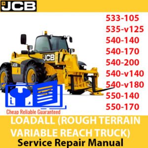 Service manual cover for JCB telehandlers: models 533-105, 535-v125, 540-140, 540-170, 540-200, 540-v140, 540-v180, 550-140, 550-170