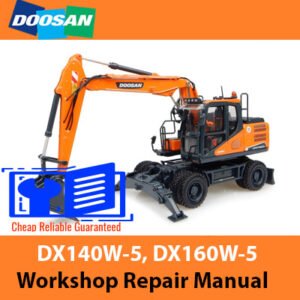 Doosan DX140W-5 and DX160W-5 excavator workshop repair manual, showcasing detailed diagrams and repair instructions