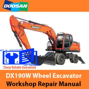 Doosan DX190W Wheel Excavator Repair Manual cover, highlighting essential repair and maintenance information
