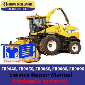 Repair manual detailing hydraulic systems for New Holland FR450, FR500, FR600, FR700, and FR850 forage harvesters