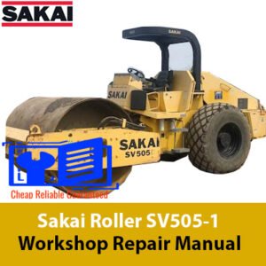 Sakai Roller SV505-1 workshop repair manual, showcasing the model title and technical illustrations for maintenance guidance