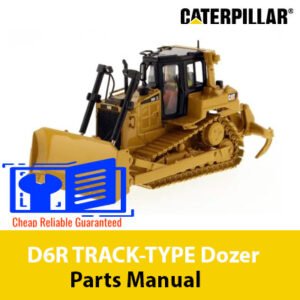 Caterpillar D6R Track-Type Dozer Parts Manual cover featuring detailed diagrams and parts listings for maintenance and repair