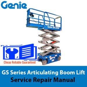 Genie GS Series boom lift service repair manual cover, displaying technical drawings and essential repair guidelines