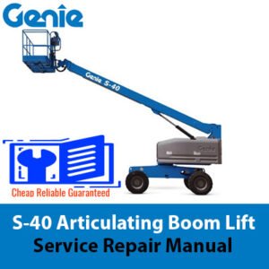 Genie S-40 articulating boom lift service manual cover with images and instructions for repair and maintenance procedures