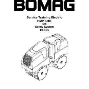Technicians engaged in Bomag BMP 8500 service training, focusing on maintenance techniques and operational guidelines