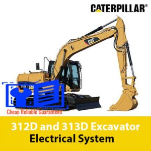 Diagram of the electrical system for Caterpillar 312D and 313D excavators, detailing components and connections