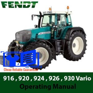 Operating manual cover for FENDT 916, 920, 924, 926, and 930 Vario tractors, featuring model names and technical illustrations