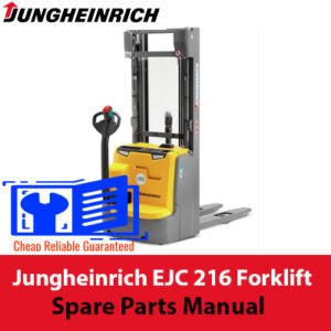Jungheinrich EJC 216 Forklift Spare Parts Manual cover featuring a detailed diagram and parts list for maintenance and repairs