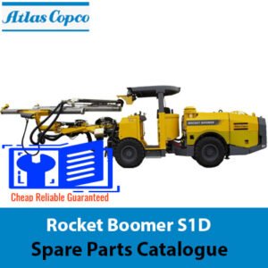 Atlas Copco Rocket Boomer S1D spare parts catalogue, displaying images and descriptions of essential replacement parts