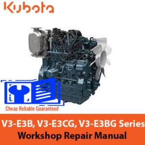 Kubota V3-E3B, V3-E3CG, and V3-E3BG Series engine workshop manual cover, showcasing essential service and troubleshooting information