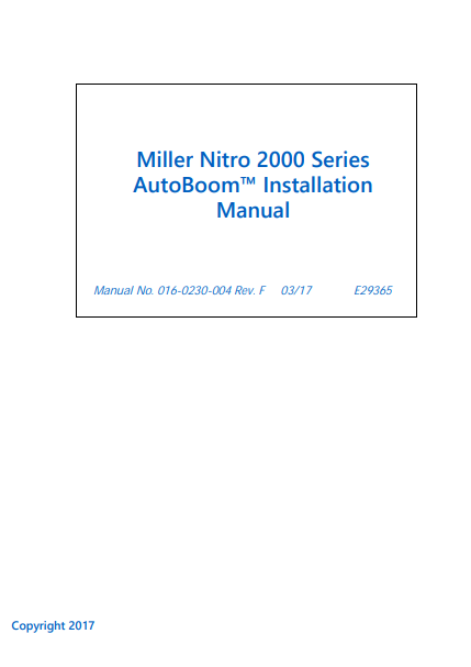 Miller Nitro 2000 Series AutoBoom Installation Manual - Image 2