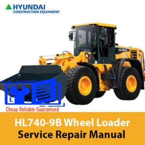 Service repair manual for Hyundai HL740-9B Wheel Loader, showcasing detailed diagrams and maintenance instructions