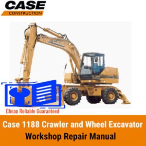Case 1188 Excavator Workshop Repair Manual cover featuring an excavator illustration and technical specifications