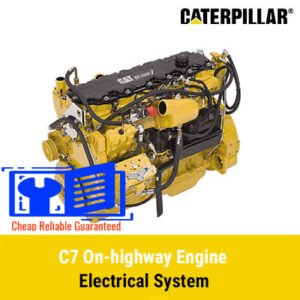 Illustration of the Caterpillar C7 on-highway engine electrical system, detailing wiring and key electrical components