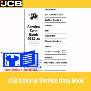 JCB General Service Data Book with the title prominently displayed alongside an image of construction machinery