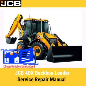 Service manual for JCB 4DX Backhoe Loader, displaying the loader and key maintenance information