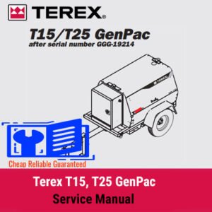 Terex T15 and T25 GenPac Service Manual cover, featuring the Terex logo and technical illustrations