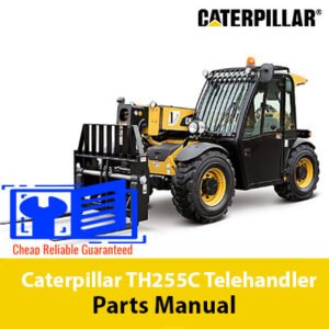 Caterpillar TH255C Telehandler Parts Manual cover featuring detailed diagrams and parts listings for maintenance and repair