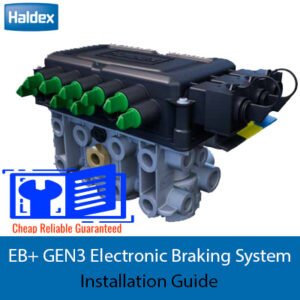 Haldex EB+ GEN3 Electronic Braking System installation guide cover featuring technical illustrations and step-by-step instructions