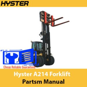Hyster A214 Forklift Parts Manual, displaying a comprehensive guide to parts with diagrams and descriptions for maintenance