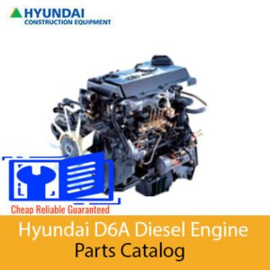 Hyundai D6A Diesel Engine Parts Catalog displaying a comprehensive list of engine components with visual references